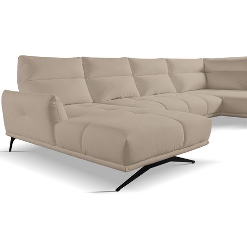 Canapé d'angle panoramique d GIOVANNI tissu bull taupe