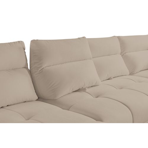 Canapé d'angle panoramique d GIOVANNI tissu bull taupe