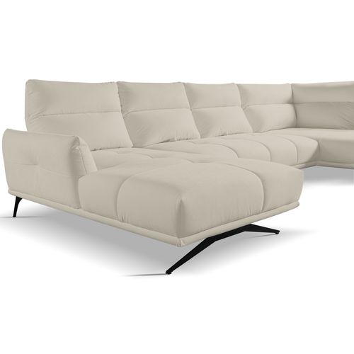 Canapé d'angle panoramique d GIOVANNI tissu bull beige