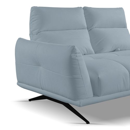 Canapé 2 places fixe GIOVANNI tissu bull bleu clair