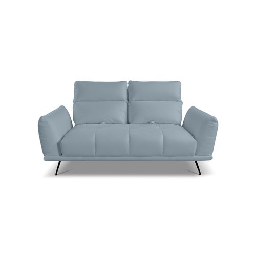 Canapé 2 places fixe GIOVANNI tissu bull bleu clair