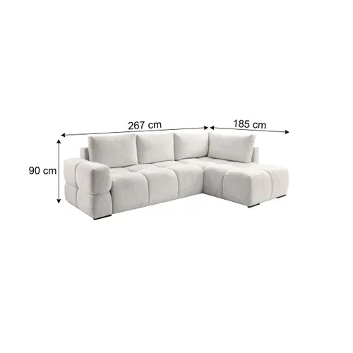 Canapé d'angle convertible FLOCCA tissu blanc cassé