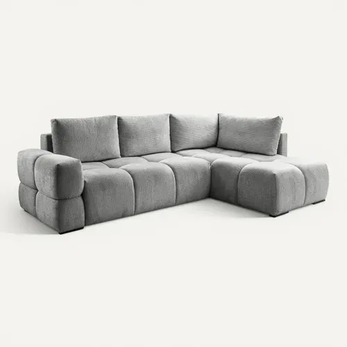 Canapé d'angle convertible FLOCCA tissu gris vue 3/4