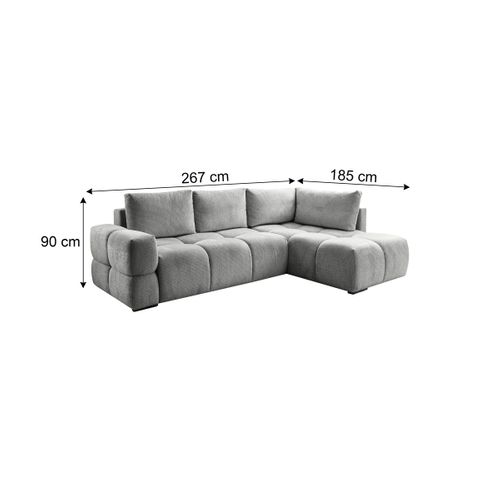 Canapé d'angle convertible FLOCCA tissu gris