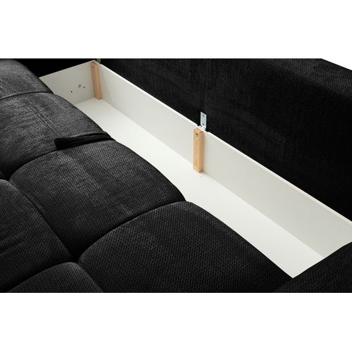Canapé 3 places convertible FLOCCA tissu noir vue accessoires