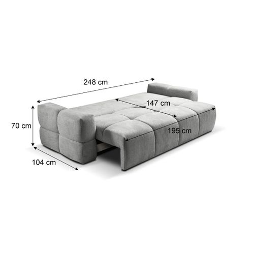 Canapé 3 places convertible FLOCCA tissu gris