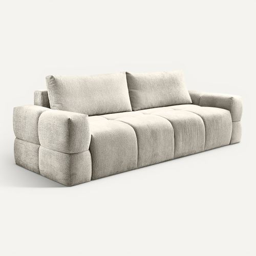 Canapé 3 places convertible FLOCCA tissu gris vue 3/4