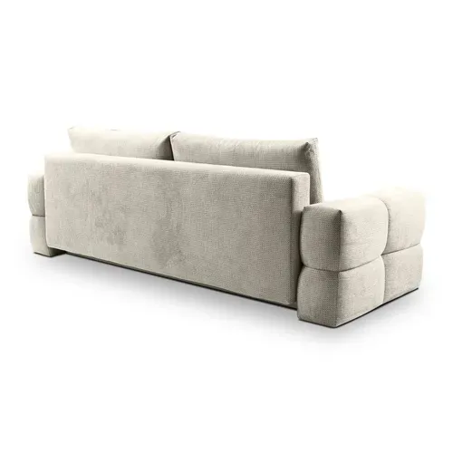 Canapé 3 places convertible FLOCCA tissu gris vue de derrière