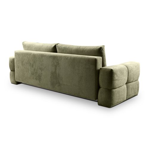 Canapé 3 places convertible FLOCCA tissu kaki vue de derrière