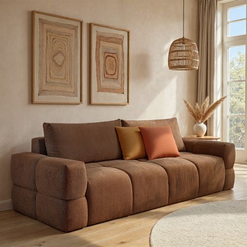 Canapé 3 places convertible FLOCCA tissu rouille