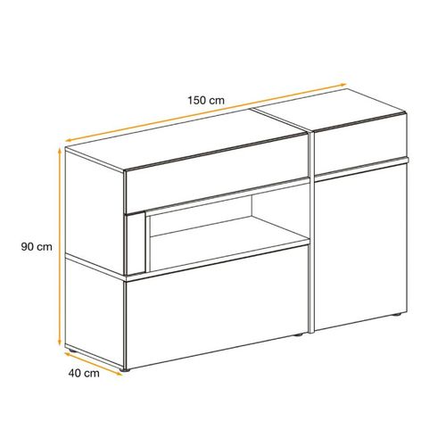 Buffet Design LED "cross" 150cm Naturel