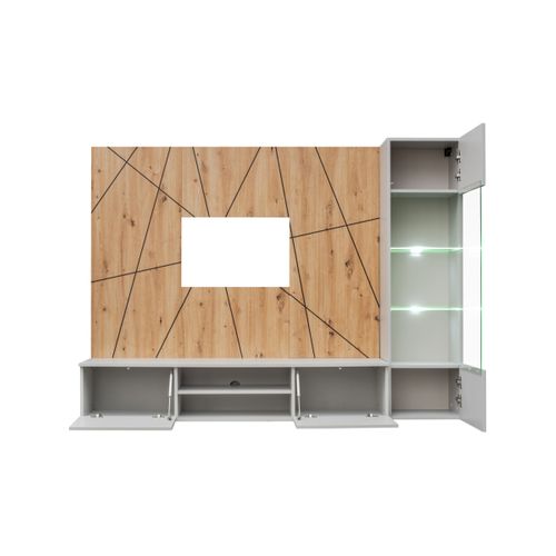 Ensemble Meuble TV Ligne "xari" 200cm Naturel et Gris Perle