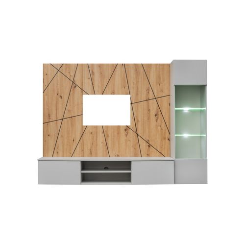 Ensemble Meuble TV Ligne "xari" 200cm Naturel et Gris Perle