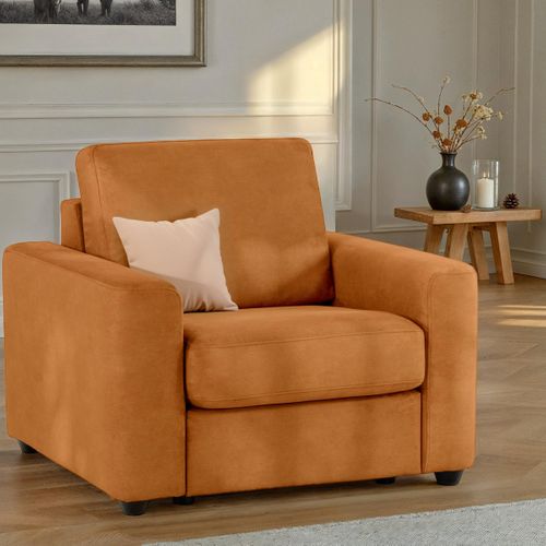 Fauteuil manchettes CURVE NICARAGUA tissu Apache cognac 10