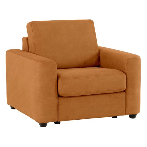 Fauteuil manchettes CURVE NICARAGUA tissu Apache cognac 10