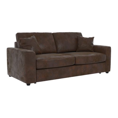 Canapé convertible 3 places pack standard NICARAGUA tissu gobi marron 04 vue 3/4