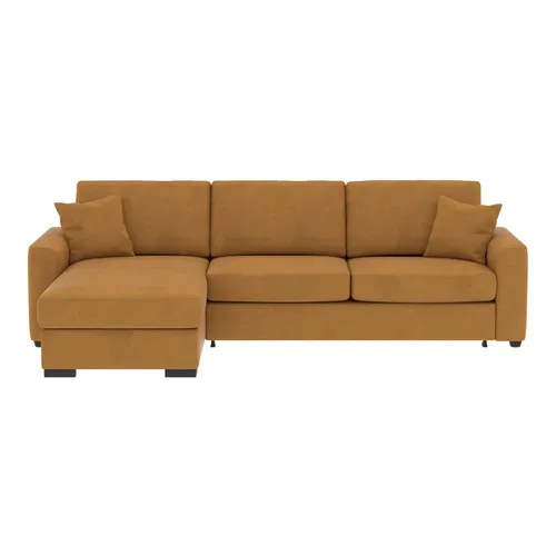 Canapé d'angle convertible pack standard NICARAGUA tissu apache cognac 10 vue de face