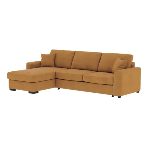 Canapé d'angle convertible pack standard NICARAGUA tissu apache cognac 10 vue de profil