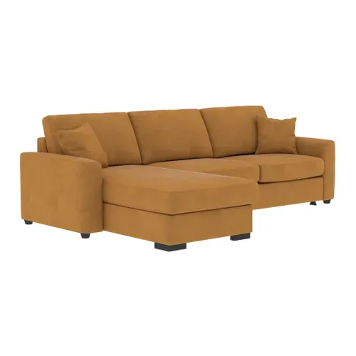 Canapé d'angle convertible pack standard NICARAGUA tissu apache cognac 10 vue 3/4