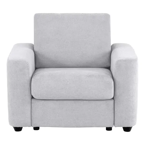 Fauteuil manchettes CURVE NICARAGUA tissu Crown gris 17 vue de face