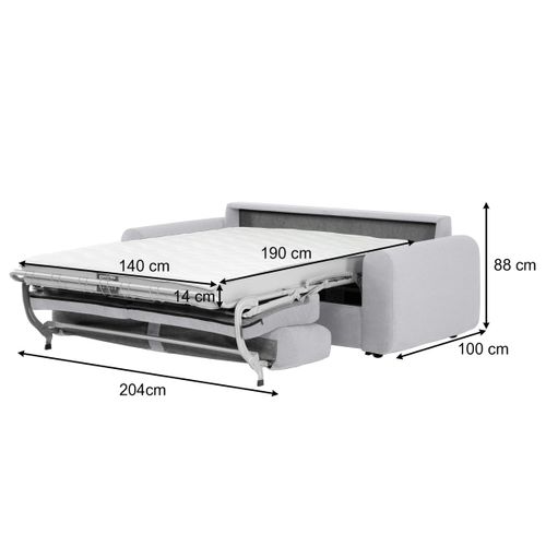 Canapé convertible 3 places pack Dreaméa NICARAGUA tissu Crown gris 17