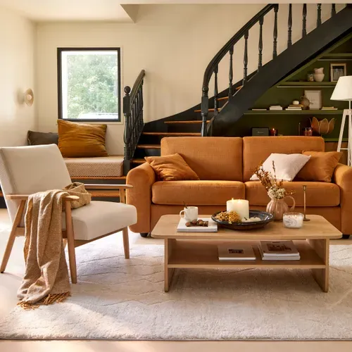 Canapé convertible 3 places pack Dreaméa NICARAGUA tissu Crown amber 9