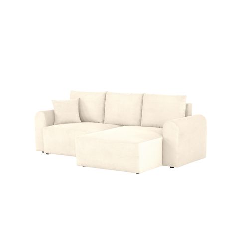 Canapé d'angle méridienne réversible JO tissu velours côtelé écru