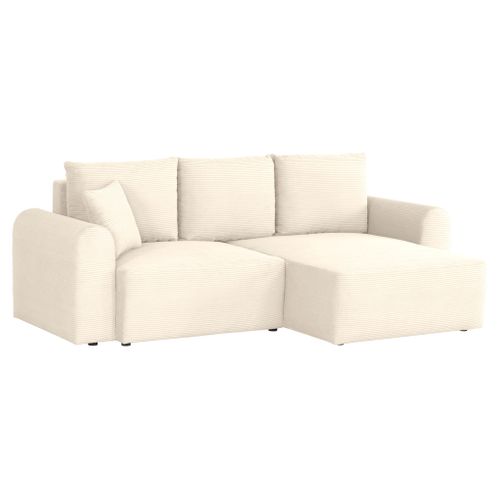 Canapé d'angle méridienne réversible JO tissu velours côtelé écru