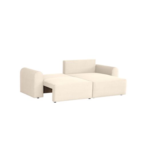 Canapé d'angle méridienne réversible JO tissu velours côtelé écru