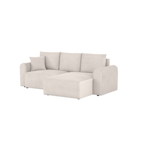 Canapé d'angle méridienne réversible JO tissu velours côtelé grège