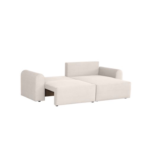 Canapé d'angle méridienne réversible JO tissu velours côtelé grège