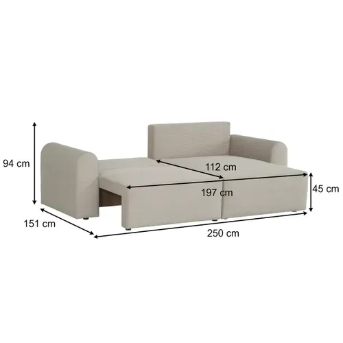 Canapé d'angle méridienne réversible JO tissu velours côtelé beige