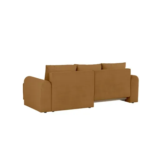 Canapé d'angle méridienne réversible JO tissu velours côtelé moutarde