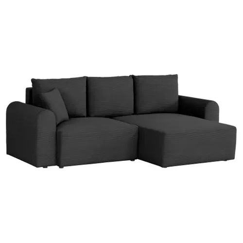 Canapé d'angle méridienne réversible JO tissu velours côtelé gris fon