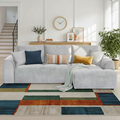 Canapé d'angle méridienne AUBE droit convertible gris clair