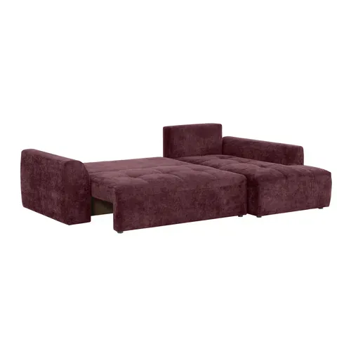 Canapé d'angle droit AUBE convertible tissu bordeaux