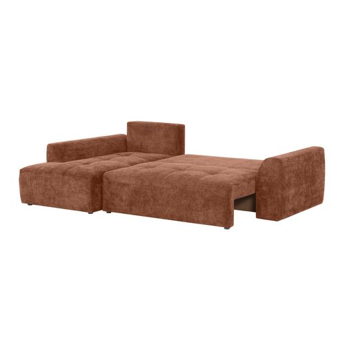 Canapé d'angle gauche AUBE convertible tissu terra cotta