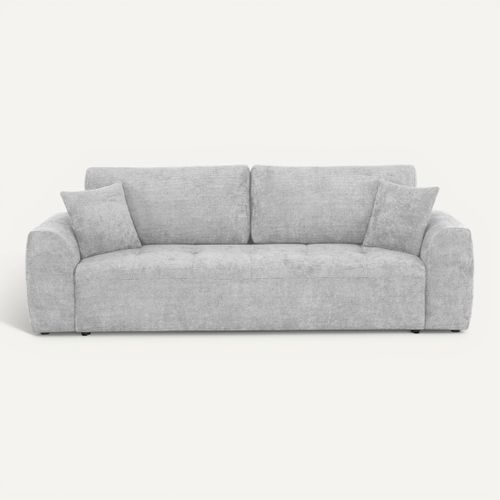 Canapé 3 places convertible AUBE tissu gris clair vue de face