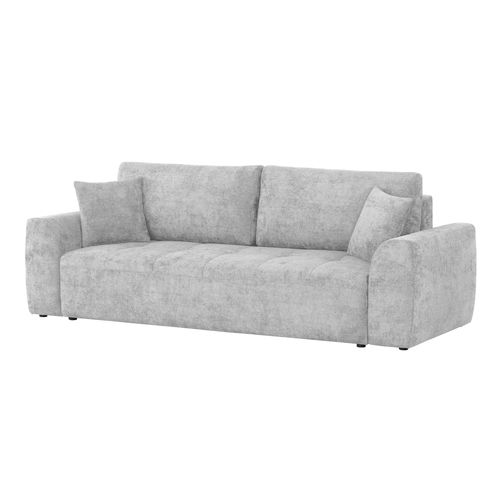 Canapé 3 places convertible AUBE tissu gris clair vue de profil