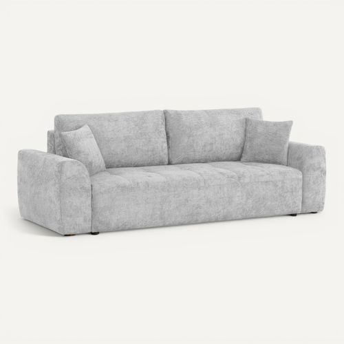 Canapé 3 places convertible AUBE tissu gris clair vue 3/4