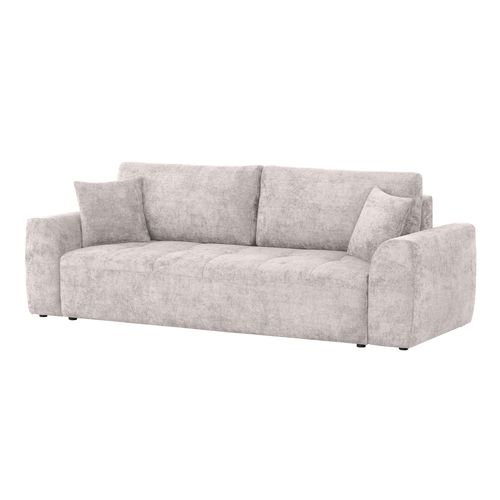 Canapé 3 places convertible AUBE tissu blanc cassé vue de profil