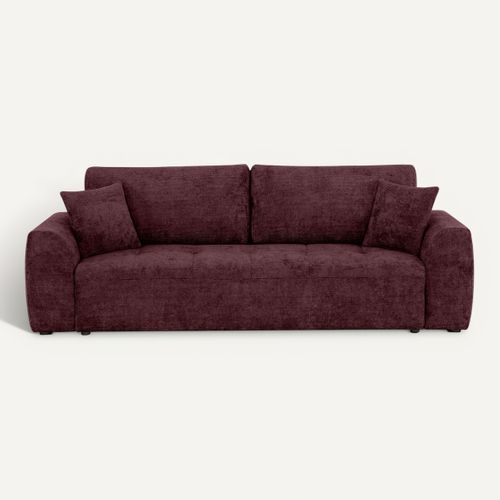 Canapé 3 places convertible AUBE tissu bordeaux vue de face