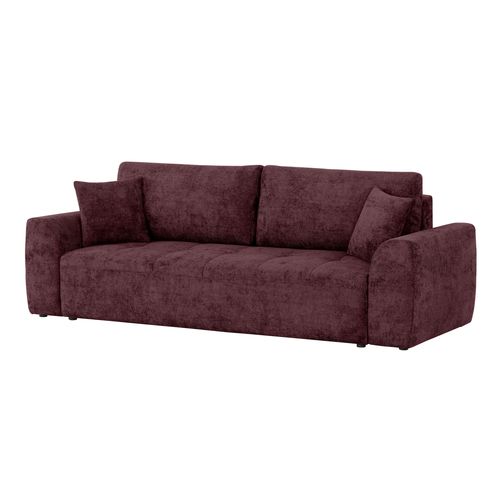 Canapé 3 places convertible AUBE tissu bordeaux vue de profil