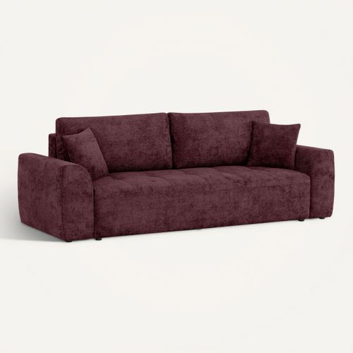 Canapé 3 places convertible AUBE tissu bordeaux vue 3/4