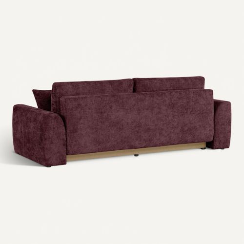 Canapé 3 places convertible AUBE tissu bordeaux vue de derrière