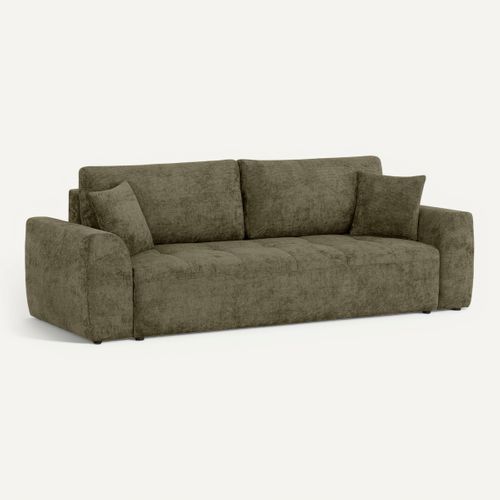 Canapé 3 places convertible AUBE tissu vert vue 3/4