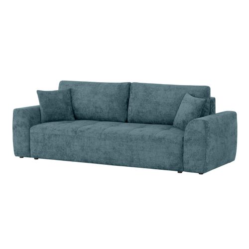 Canapé 3 places convertible AUBE tissu bleu clair vue de profil