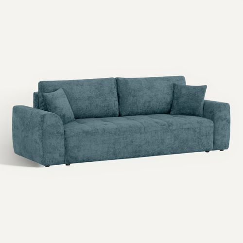 Canapé 3 places convertible AUBE tissu bleu clair vue 3/4