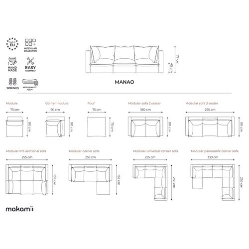 Fauteuil Pour Canapé Modulable Manao En Tissu Texturé Bordeaux