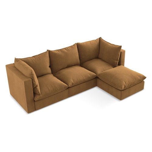 Canapé D'angle 3 Places Modulaire Droit Manao En Tissu Texturé Terre Cuite